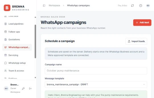 Brenna WhatsApp campaigns